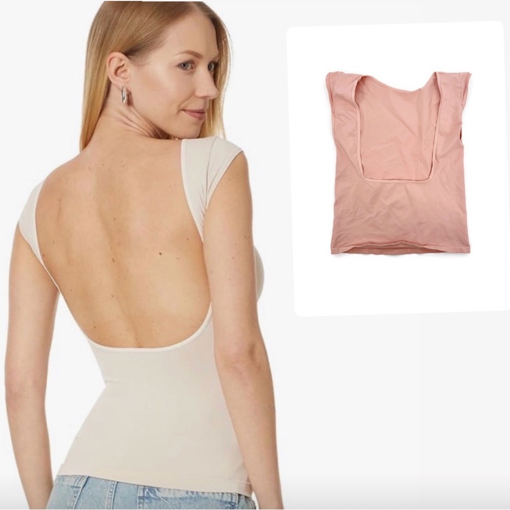 Free People‎ Intimately Low Back Cap Sleeve Top L/XL Pink